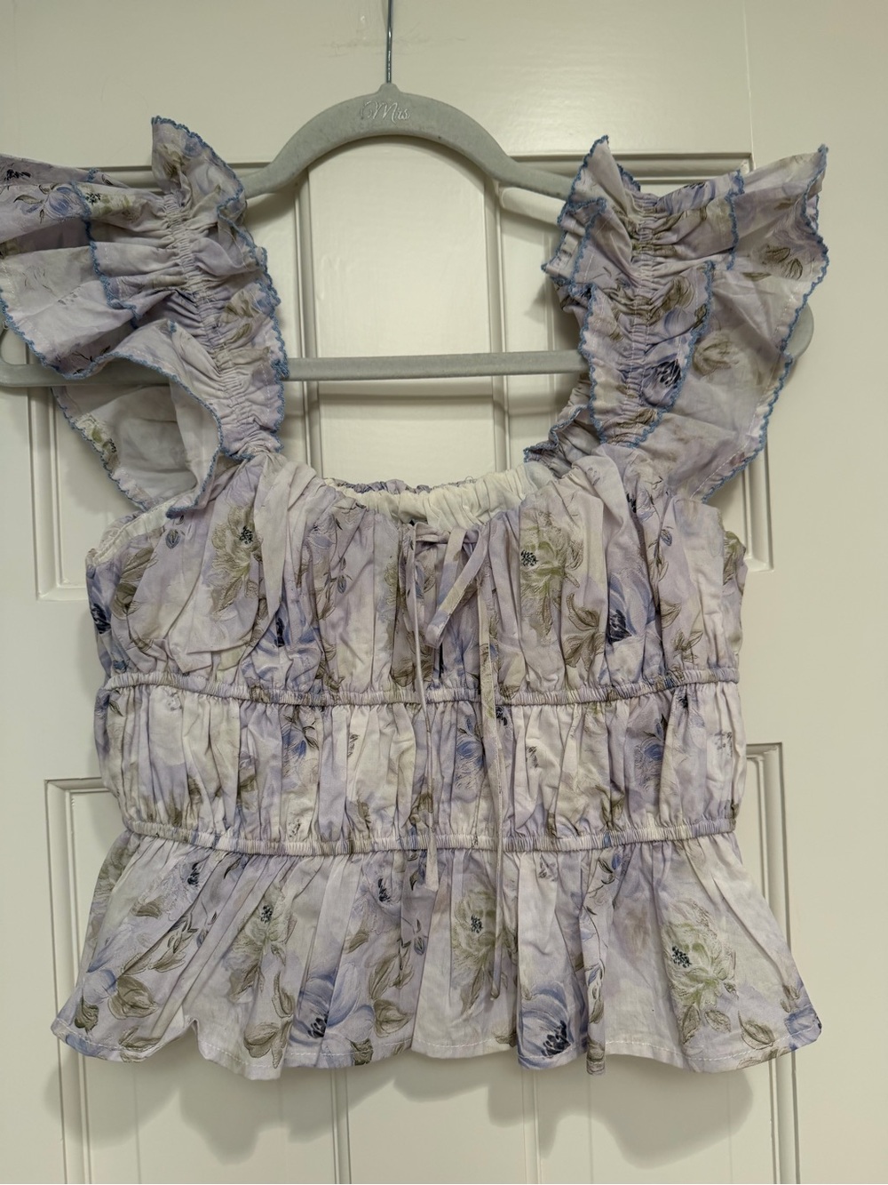 En Saison Lavender Floral Ruffle Crop Top & Skirt Set - Picture 2 of 5